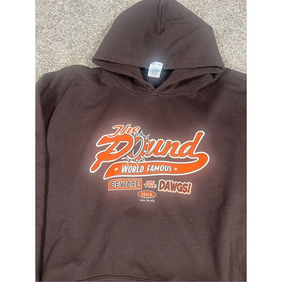 Vintage The Pound Graphic Hoodie Pullover Sweatshirt Brown/Orange 2XL Y2K Retro - Picture 7 of 11